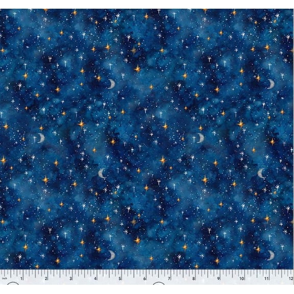 Cotton Dragon Kingdom Sky Space Stars Moons Blue Windham Fabrics Cotton Fabric Print by the Yard (54809D-5)
