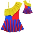 thumbnail image 2 of Girls One-Piece Swimsuit w/Swim Cap One Shoulder Summer Tankini Swimwear, 2 of 7