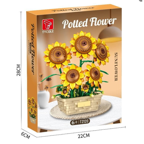 GZBricker Sunflower Building Set Compatible with Lego Flower Bouquet Model Home Decoration for Adults