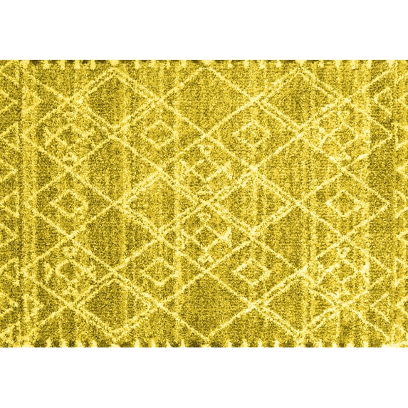 Ahgly Company Machine Washable Indoor Rectangle Abstract Yellow Contemporary Area Rugs, 2' x 3'