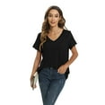 thumbnail image 4 of WBQ Women Shirts V Neck Short Sleeve Cotton Tops T-Shirt Basic Tees, 4 of 8