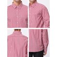 thumbnail image 6 of INSPIRE CHIC Men's Shirts Plaid Long Sleeve Button-Down 100% Cotton Dress Shirt 2XL Red White, 6 of 7