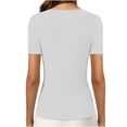thumbnail image 7 of Nestiefly Womens Short Sleeve Shirts with Built in Bra V Neck Basic T-Shirts Workout Yoga Tops Athletic Shelf Bra Tops Padded White XL, 7 of 7