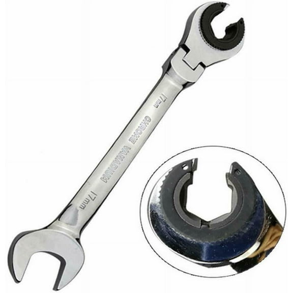 LNGOOR Tubing Wrench Sets with Flexible Head 72-Tooth Car Hand Repair Tools,Labor-saving Half-opening Ratchet Adjustable Wrench（10mm,13mm,18mm,19mm）