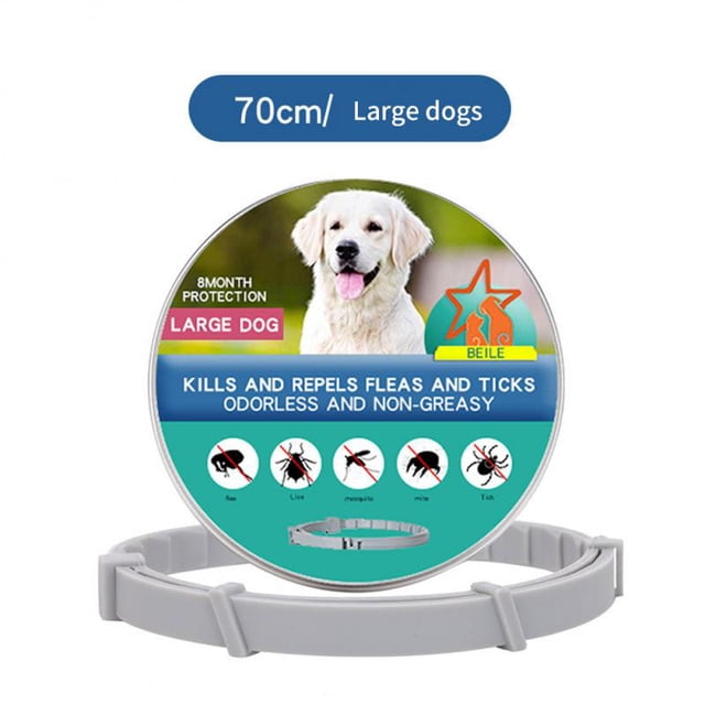 Collar antipulgas para gatos y perros, Collar ajustable para mascotas, anillo antiparasitante Vitro, Collar antipulgas, repelente de insectos antimosquitos,70cm big dog box, Fivean Collar antimosquitos para mascotas