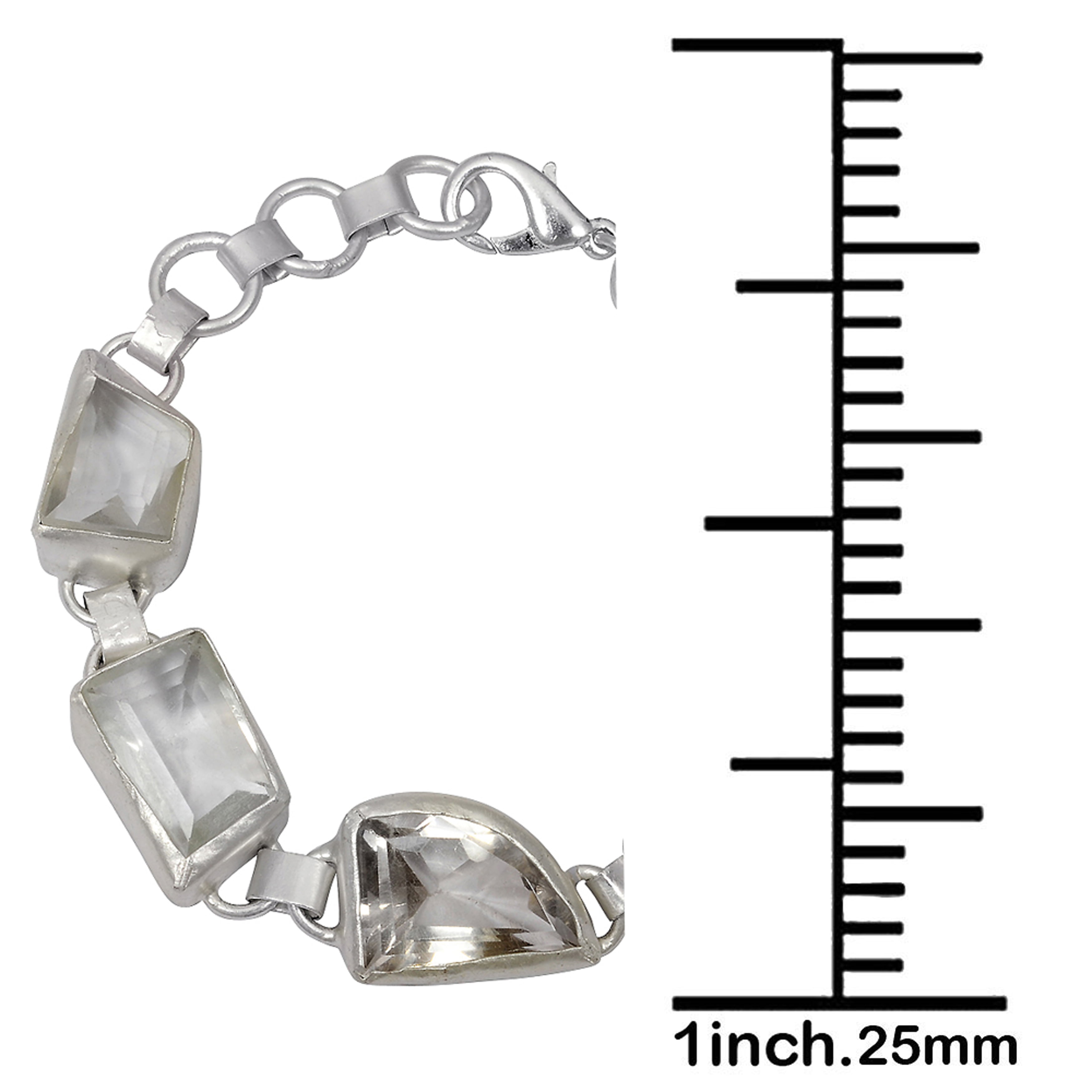 Fancy Shape 75.00 Ctw. White Crystal Quartz Birthstone Gemstone Orchid Jewelry Brass Fashion Bracelet for Women