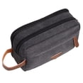 thumbnail image 1 of Neceser de viaje para hombre con compartimentos dobles, organizador de maquillaje cosmético de cuero de lona, ​​kits de afeitado Dopp - Negro, 1 of 5