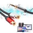 thumbnail image 3 of Twin  Socket Adapter Subwoofer Stereo Audio Cable, Audio Cable, RFI Resistance Easy To Hold for TV/ Radio/ Computer A TV, AV Receiver 0./11.8in, 3 of 7