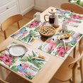 thumbnail image 5 of Pink Flamingos Placemats Set of 6 Summer Palm Leaf Tropical Botanical Place Mats Indoor Wipeable Table Mats Washable Cloth Dining Table Placemats for Kitchen Holiday Party Home Decor 13x19 Inch, 5 of 9