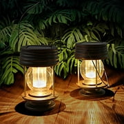 Hanging Solar Lights Outdoor - 8.3” Solar Powered Waterproof Retro Lanterns, Bright Landscape Lanterns Lamp, 30 Lumen, 1 Pack, Great Decor for Patio, Yard, Garden and Table (Warm White)