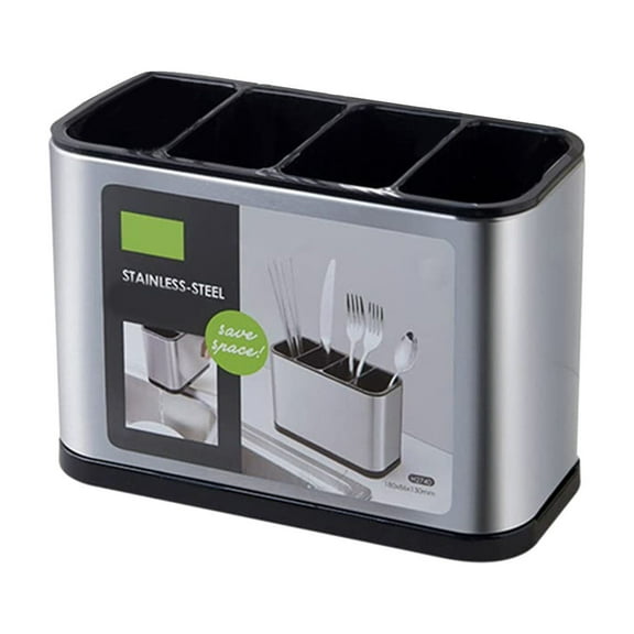 Utensil Holder Cutlery Drainer Sink Caddy, Chopsticks Holder Spoon Chopsticks Fork Drain Rack Basket Storage Holder Organizer Compartment Box (Grey)