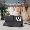 thumbnail image 5 of Wallet Case for iPhone 15 Pro Max, PU Leather Flip Protective Phone Case Wrist Strap Card Slots Holder Pocket Embossed Stand Full Body Protection Rugged Case Cover for iPhone 15 Pro Max, Black, 5 of 8
