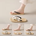 thumbnail image 2 of Vhkiploz Summer Thong Slides for Women White Floral Flat Slippers Casual Beach Vacation Home Beach Slippers, 2 of 7