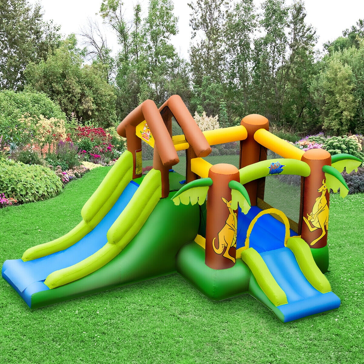 Gymax Inflatable Jungle Bounce House w/ Dual Slides Climbing Wall Jumping Area Walmart Canada