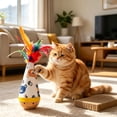 thumbnail image 2 of Wobble Tumbler Feather Cat Toy, Interactive Self-Righting Cat Teaser with Colorful Feathers, Wooden Base Cat Toy for Indoor Cats to Bat, Chase and Relieve Boredom Brown, 2 of 9