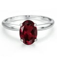 thumbnail image 3 of Gem Stone King 14K White Gold Red Rhodolite Garnet Solitaire Engagement Ring for Women | 1.35 Cttw | Oval 8X6MM | Gemstone January Birthstone | Size 6, 3 of 6