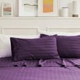 thumbnail image 6 of Sleep Zone Striped Cooling Twin Sheets Set for Kids - Fitted Flat Sheet & Pillowcase Sets 3 Piece - Super Soft Stripe Bed Sheet, Easy Care, Deep Pocket (Purple, Twin), 6 of 7