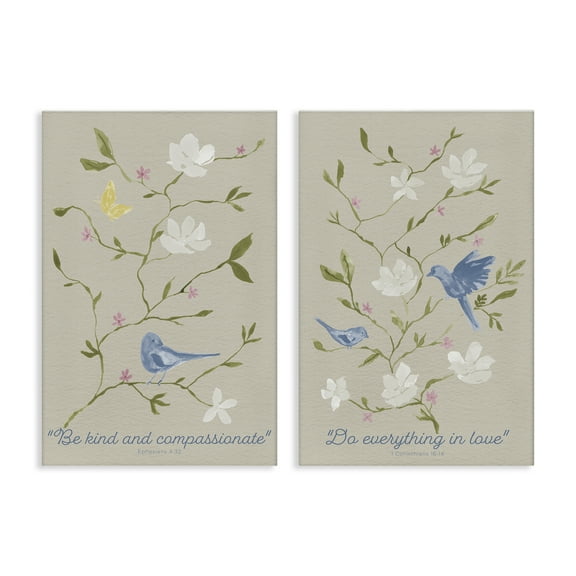 Stupell Industries Floral Comforting Proverbs Quotes and Sayings Painting Wrapped Canvas Canvas Art Print Wall Art, 16 x 24, Set of 2