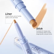 SACE LADY 2 in 1 Full Coverage Concealer Pen, Dual-End Concealer Stick Ultra Precise & Waterproof for Eye Dark Circles, Blackheads, Lightweight & Sweatproof