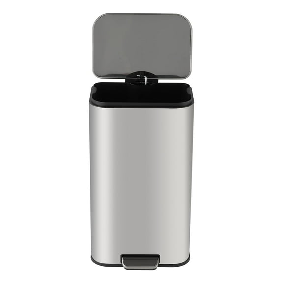 13.2 Gallon Kitchen Trash Can, Stainless Steel Garbage Can with Soft-Close Lid, Removable Inner Bucket & Wide Foot Pedal, Rectangular Space Saving Trash Bin for Home, Office, Bathroom