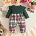 thumbnail image 4 of AWZXDE Girls fashion rompers Ruffle Sleeve Ribbed Knit Plaid Patchwork Rompers Toddlers clothes for girls Bow Headband Complete Outfit Set Purple - 6-9 Months, 4 of 6