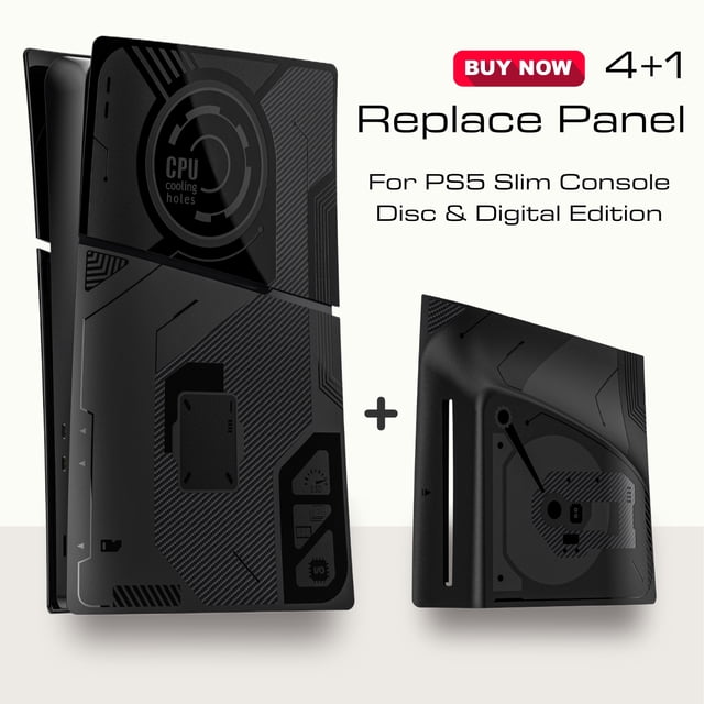 Cubierta frontal 5 en 1 para PS5 Slim para consolas PS5 Slim Disc y Digital Edition, paneles protectores de repuesto compatibles con los accesorios de PS5 Slim