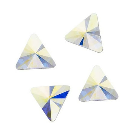 Green Swarovski Rhinestones Hot Fix Swarovski Crystal, #2716 Rivoli Triangle Flatback Rhinestone 5mm, 10 Pieces, Crystal AB ()