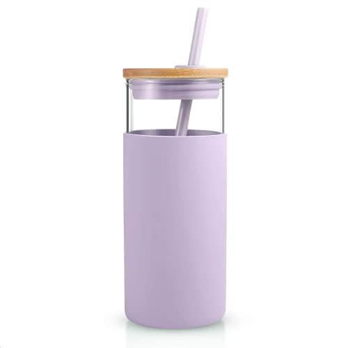 Glass Tumbler With Silicone Sleeve &Straw BPA free Tronco Best Mom Ever 20 OZ Glass Tumbler For Her Birthday 