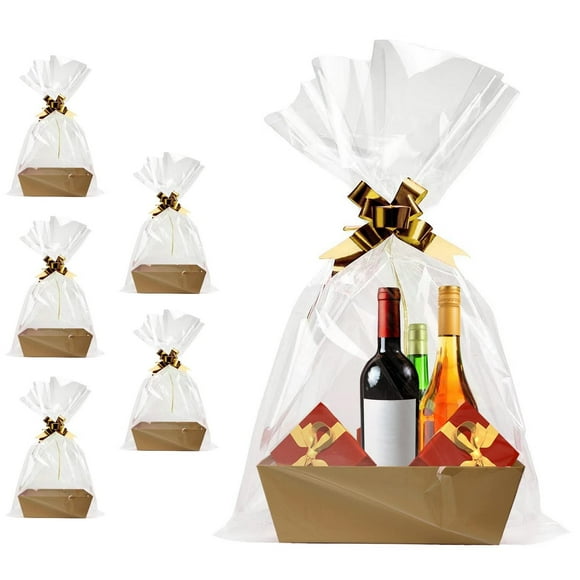 Cesta de regalo Funsky vacía, 5 unidades, bandeja Kraft Market de cartón