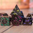 thumbnail image 5 of Juego de dados D&D con rayas metálicas y brillantes, juego de dados poliédricos de 7 piezas con caja de metal de regalo para mazmorras y dragones, dados de metal Dnd para juegos de mesa (níquel negro, 5 of 5