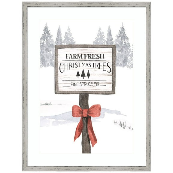 Amanti Art Evergreen Farm Collection B Wood Framed Wall Art Print