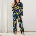 thumbnail image 3 of Kll Colorful Space Print Women'S Long Sleeve Pajamas With Pants Sleepwear Loungewear 2 Set-X-Large, 3 of 9