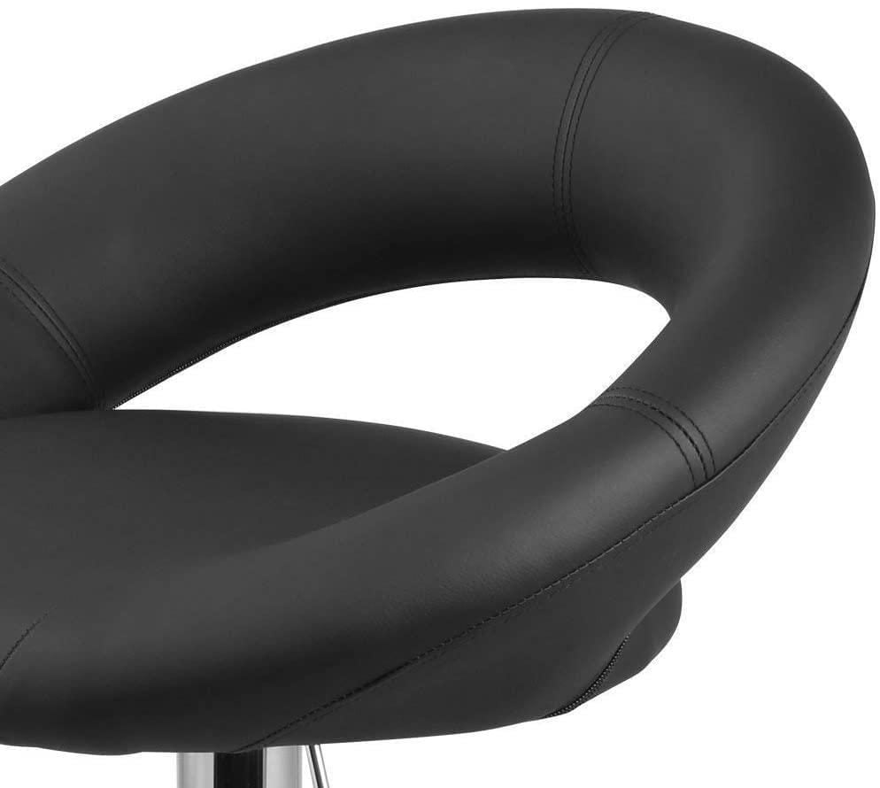 Nicer Furniture Mooncut PU Swivel Height Adjustable Bar Stool in Black
