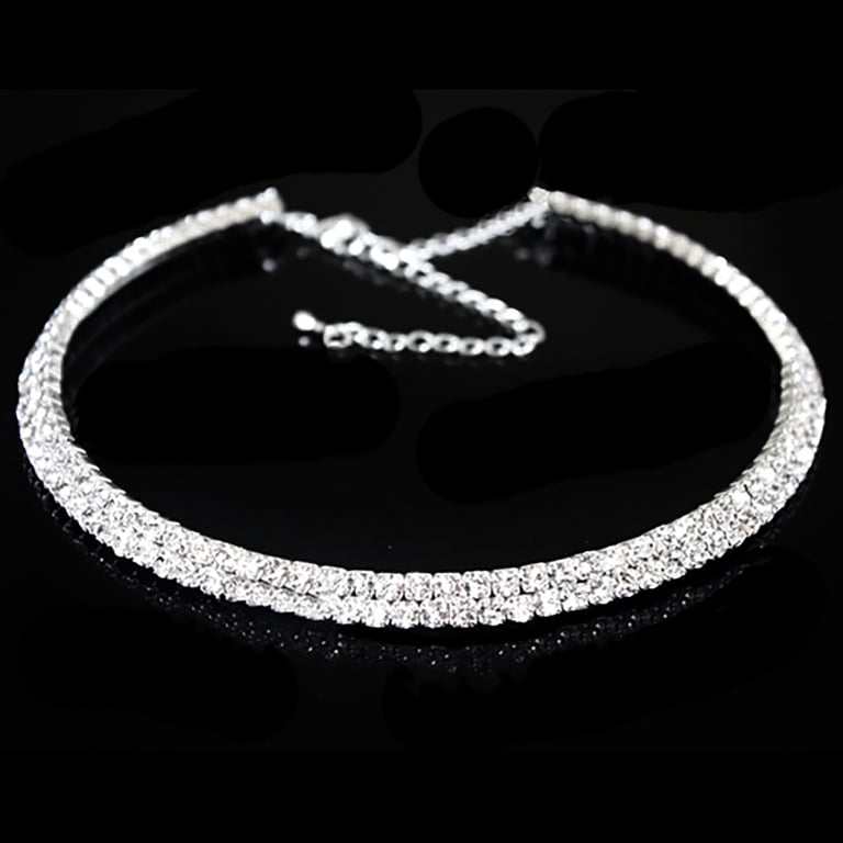 YERTTER Y Choker Necklace Set - Rhinestone Cuba Link Chain With Tassel, Adjustable For Women & Girls