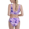 thumbnail image 3 of Daiia Violet printed 2 piece Swimsuit Bikinis for Women High Waisted Racerback Bathing Suits Summer Tummy Control Scoop Neck Swimwear-Small, 3 of 8
