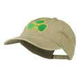 thumbnail image 2 of St. Patrick's Day Clover Embroidered Washed Cap - Khaki OSFM, 2 of 5