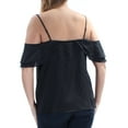 thumbnail image 2 of BAR III Womens Black Ruffled Cold Shoulder Sleeveless V Neck Top XS, 2 of 2