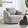 thumbnail image 5 of Spaco 360° Swivel Round Upholstered Comfy Chair, Single Sofa with One Soft Pillow, Teddy Fleece High-Resilience Sponge Sofa for Indoor as Living Room, Bedroom, Light Grey, 5 of 12