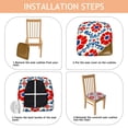 thumbnail image 4 of Red and Blue Pioneer Flower Modern Art Geometric Seat Covers for Dining Room Chairs Set Of 6,Stretch Printed Washable Chair Seat Cover with Elastic Ties and Button,Removable Couch Cushion Covers, 4 of 5