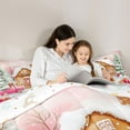 thumbnail image 5 of Feelyou Winter Christmas Cabin Queen Comforter Set, Pink Rustic Truck Bedding Sets, Gingerbread Man Snowman Reversible Bedding Comforter Set, Microfiber Bedroom Decor, 3 Pieces, 5 of 8