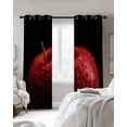 thumbnail image 4 of Red Fruit Kitchen Curtains Modern Minimalist Decor Black Background Cafe Short Curtains for Bathroom Blackout Window Curtain Grommet Small Window Treatment Drapes for Bedroom Living Room 52"x45"x2, 4 of 9