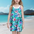 thumbnail image 2 of 5-6 Years Girl's Print Cami Casual Dress Sleeveless Hawaiian Summer A Line High Waist Mini Sundress, 2 of 7