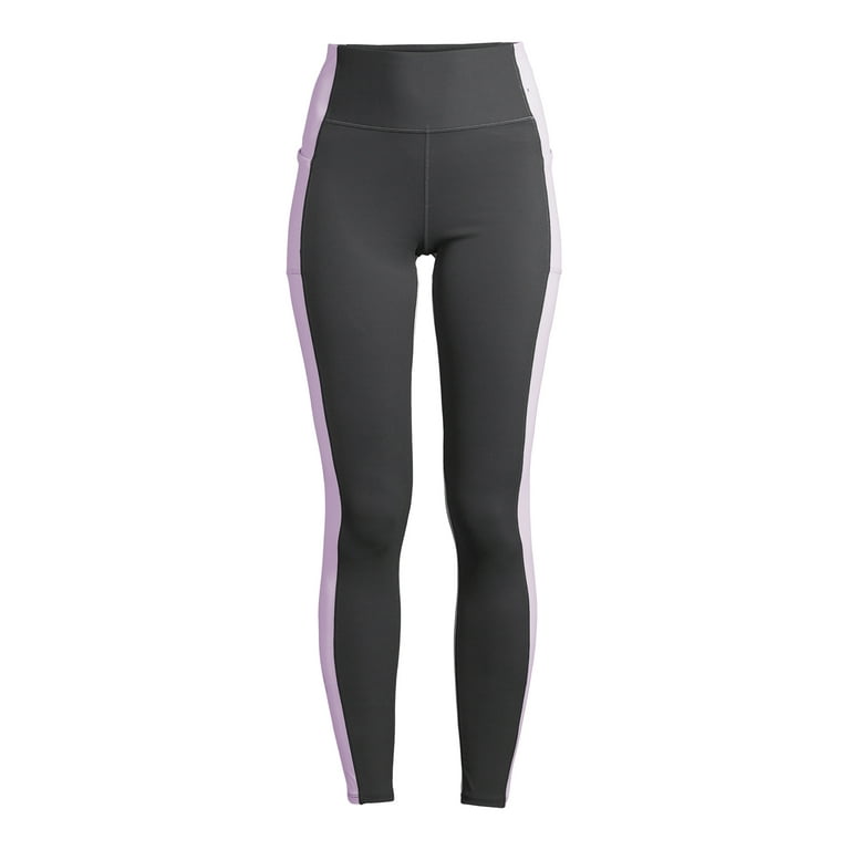 Avia Women's Stretch Cotton Blend Capri Leggings with Side Pockets Small  Purple