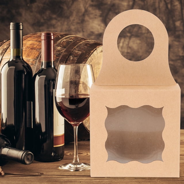 unbranded 25Ud Caja Vintage De Papel Para Botella De Vino Con Ventana Para Exhibición Y Transporte Seguro