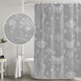 thumbnail image 7 of Grey Butterfly Botanical Bathroom Shower Curtains with 12 Hooks Polyester Waterproof Shower Curtain for Stalls and Bathtubs Summer Plants Line Art Decorative Bathroom Privacy Curtain 36x72 Inches, 7 of 7