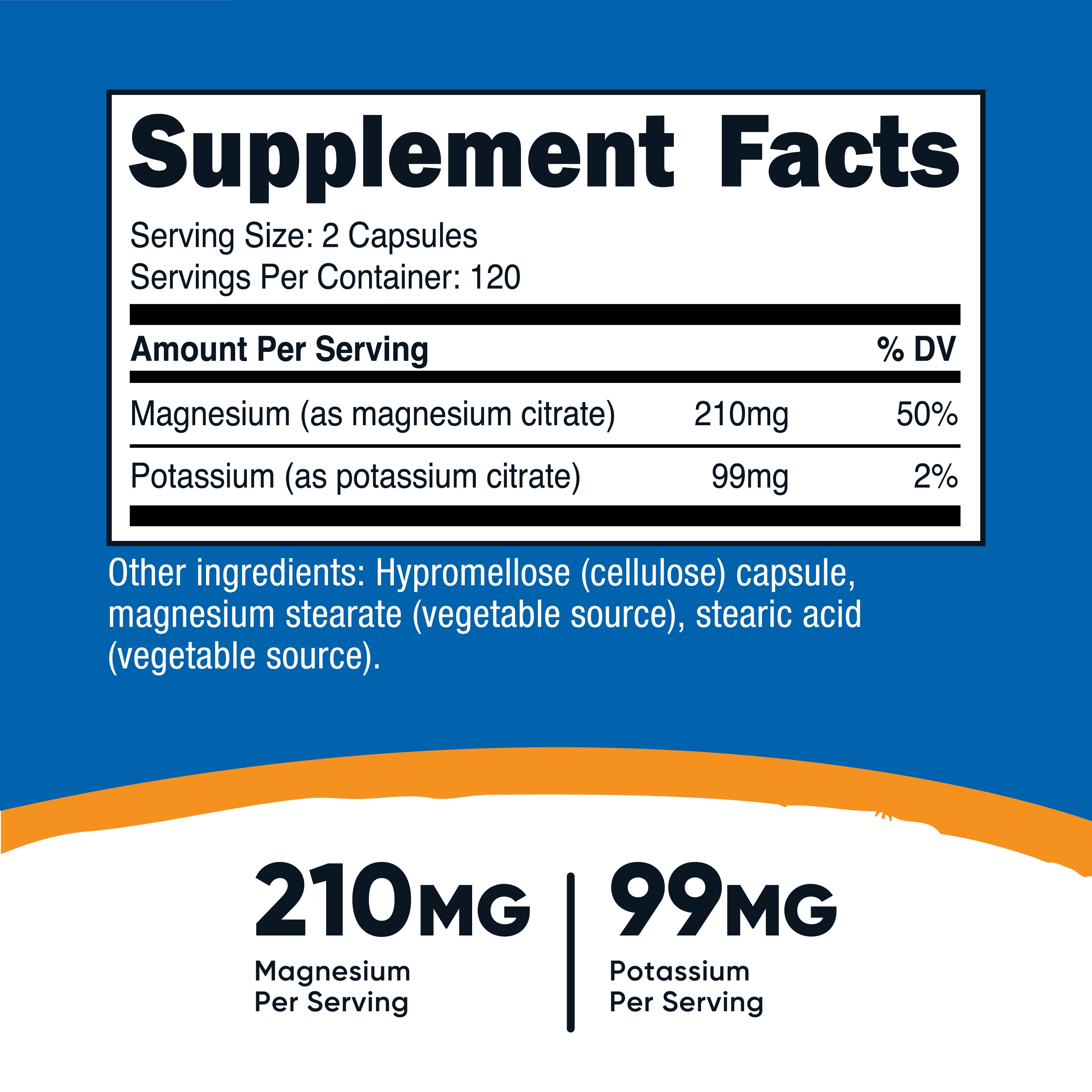 Nutricost Potassium (99 mg) Magnesium (210 mg) Citrates, 240 Capsules - Supplement