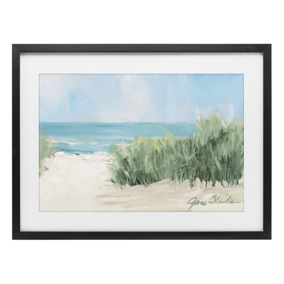 Stupell Industries Transitional Soothing Beach Day Black Framed Print Under Glass, 20 x 14, by Jane Slivka