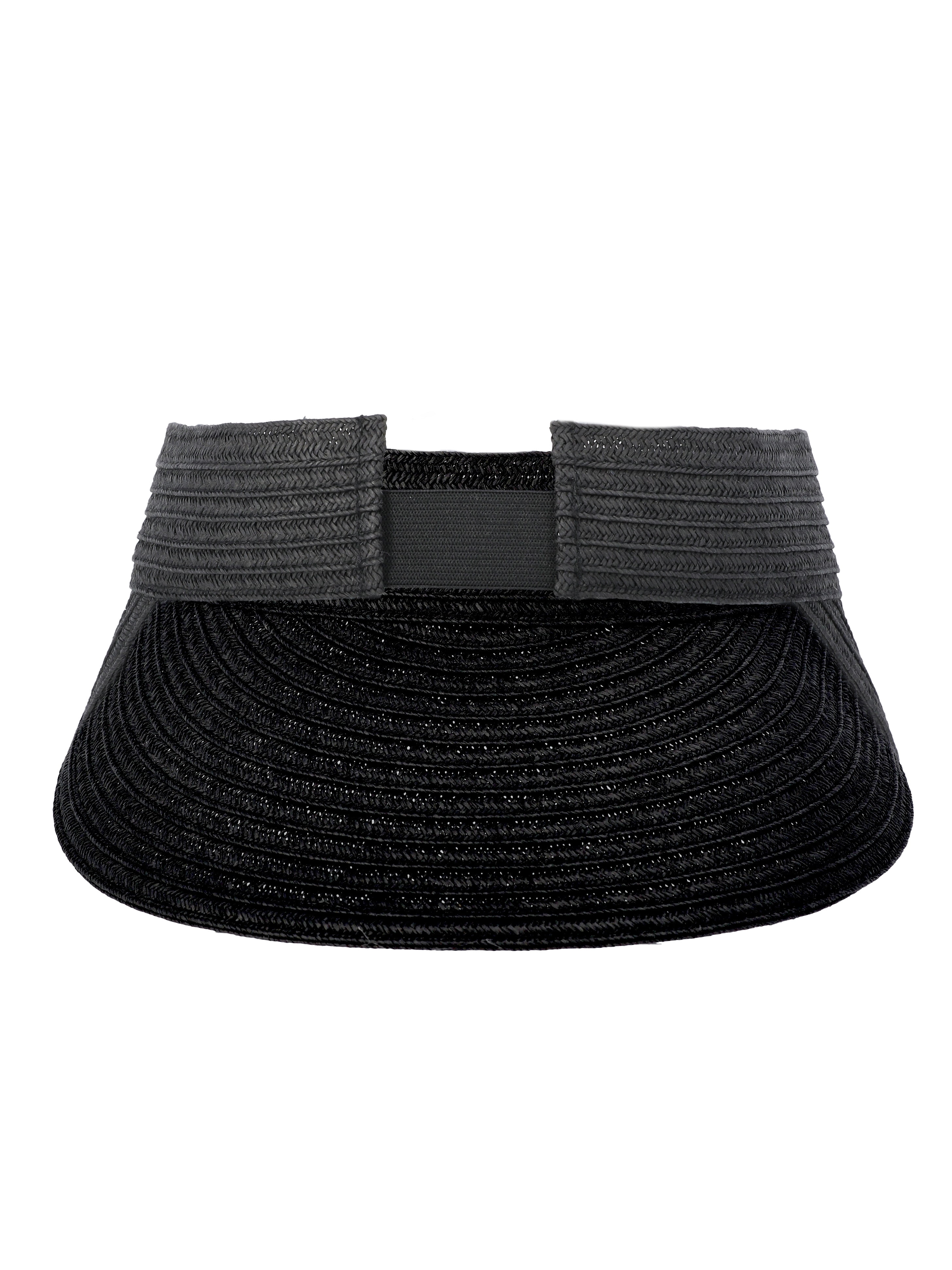 Time and Tru Women's Straw Visor Hat, Black