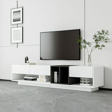 Clihome Functional Storage TV Stand for TVs Up to 80'' White
