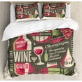 thumbnail image 1 of Wine Duvet Cover Set Queen Size, Retro Poster Pattern with Alcoholic Hard Drinks Bottles Merlot Cabernet Restaurant, Decorative 3 Piece Bedding Set with 2 Pillow Shams, Multicolor, by Ambesonne, 1 of 3